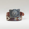 Silver bull red indians leather belt strap and metal belt buckle. Shop the Best western belts for cowboys and cow girls. The house of belts to bold western and everyday classic belts. Reversible belts, automatic belts, removable belts to western metallic buckles, designed belts and simple belts. 